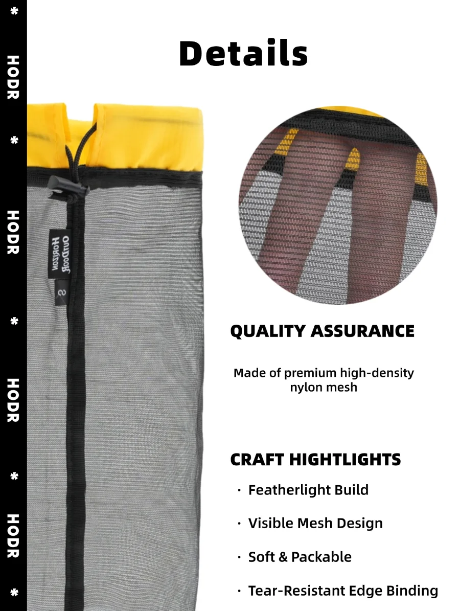Ultraleichter Mesh-Stuff-Sack mit Kordelzug, Aufbewahrungstasche aus hochdichtem Nylon, Organizer-Beutel für Camping, Wandern, Kleidung, Schlafsack – Detail 3