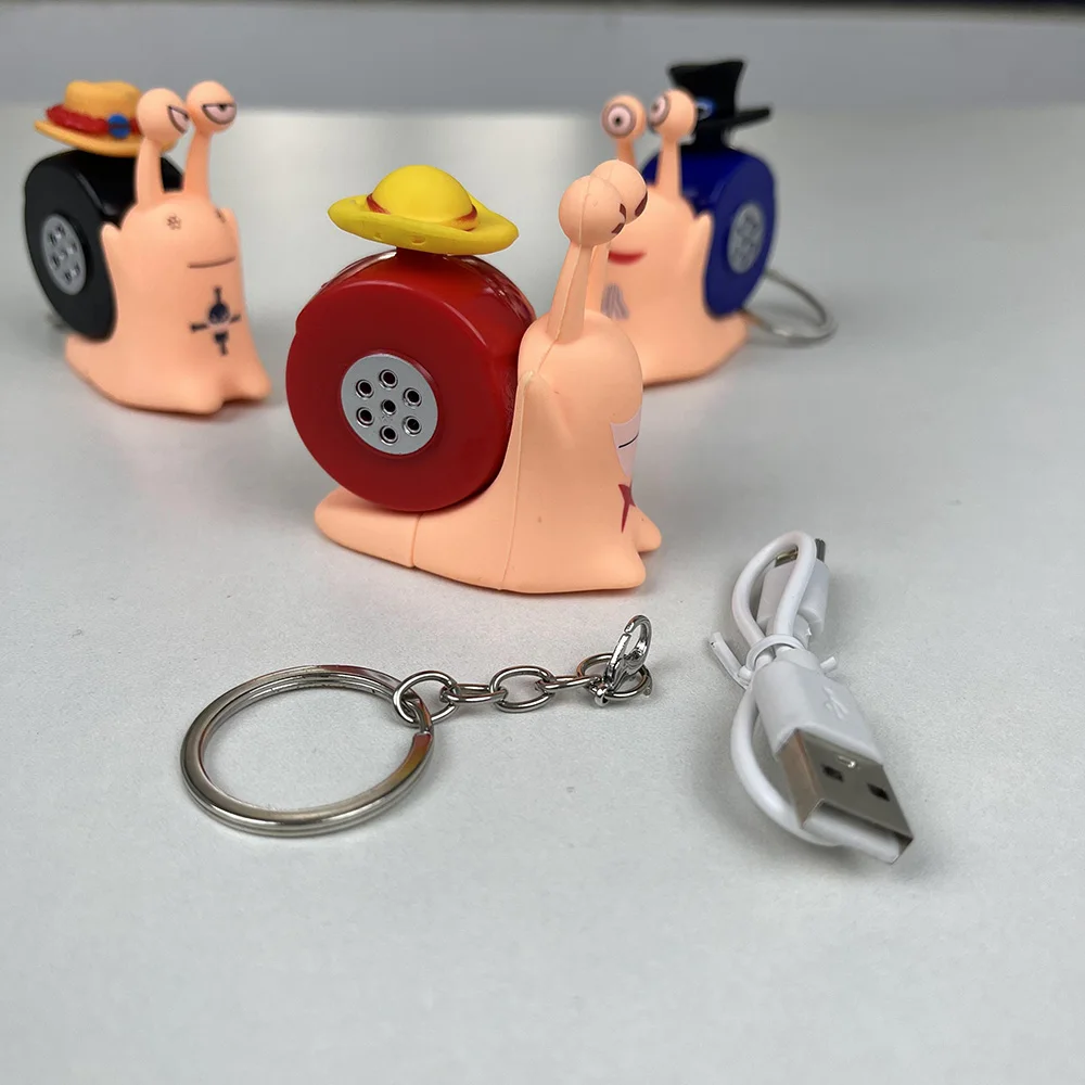 Anime One Piece Den Den Mushi Model Toys Cartoon Luffy Sabo Ace Snail Shaped Phone Recording Sound Toys for Kids Children view 5