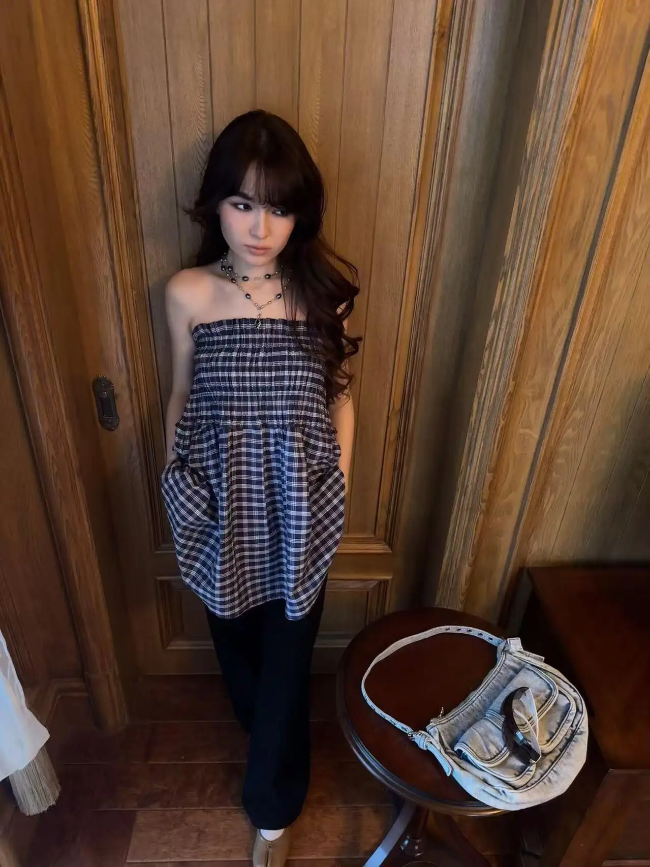 

Повседневная юбка в клетку для женщин, свободная, двусторонняя, в форме зонта, удобная, винтажная, повседневная, хлопковая, А-силуэт