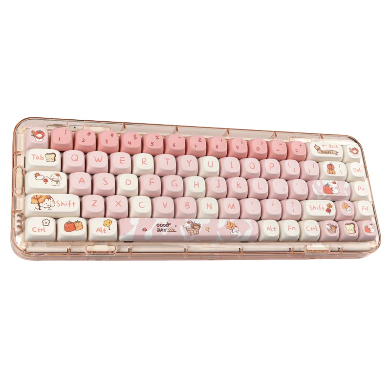 New Puppy Keycaps Moa Height Pbt Heat Sublimation 140 Keys Pink Cute Fresh Cartoon Full Set Mechanical Keyboard Keycaps Girls