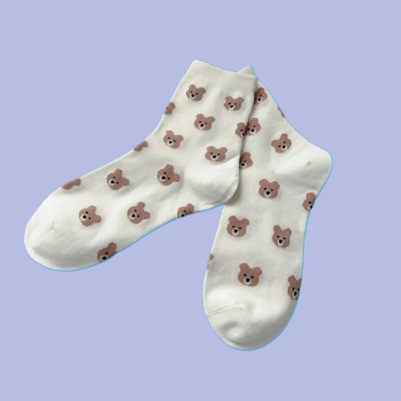 4/8 Paar Frauen Mittels ocken japanische süße rote Bär Frauen Herbst und Winter Mode kreative neue Socken Braunbär Socken