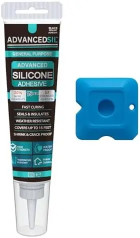 

Черный силиконовый герметик в тубе с инструментом – всепогодный и гибкий, для герметизации ванных комнат, крыш, окон, автомобилей