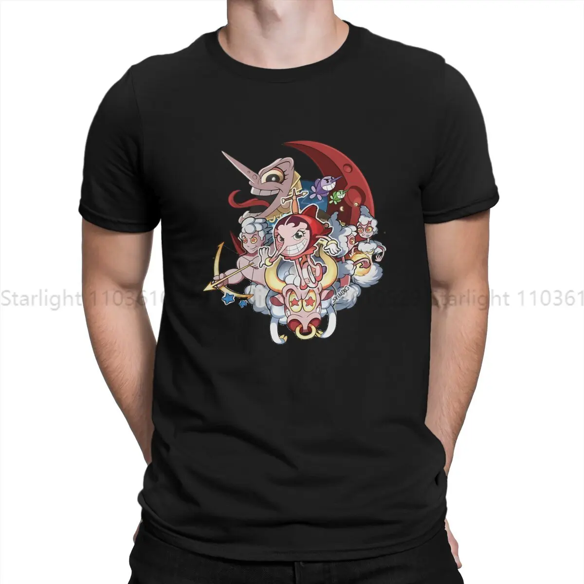 Cuphead Polyester TShirt for Men Berg Soft Casual Sweatshirts T Shirt