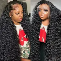200 Densidad 40 pulgadas 13x6 Onda profunda Hd Pelucas frontales de encaje Pelucas rizadas de cabello humano Onda de agua 13x4 Peluca con malla frontal para mujeres negras Peluca