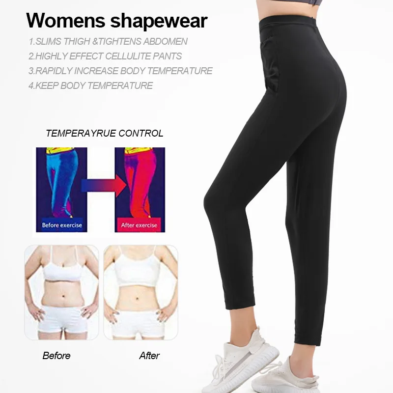 GUUDIA Women Sauna Suits Leggings with Extra Strap Double Control Pants Body Shaper Pant Slimming Legging Sports Gym Workout