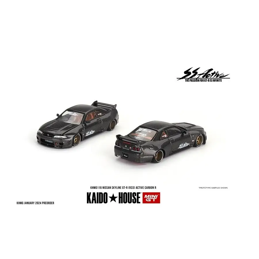 TSM KAIDO HOUSE MINI GT 1/64 KHMG116 Nissan Skyline GTR R33 Active Carbon R Varnish Chase Die-cast alloy car model