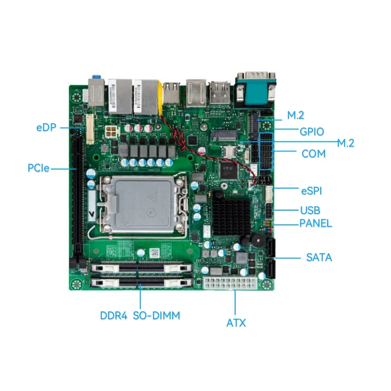 H610 chipset LGA1700 VGA+DP+HD-MI output industrial mainboard support 4k display mini itx motherboard  2LAN 6COM With TPM2.0