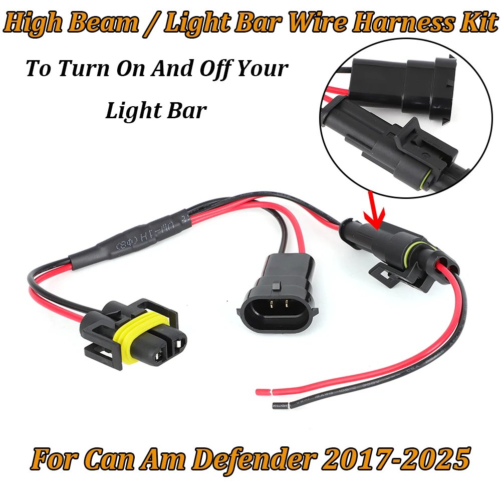 For 2017 - 2025 Can Am Defender High Beam / Light Bar Wire Harness Kit On/Off