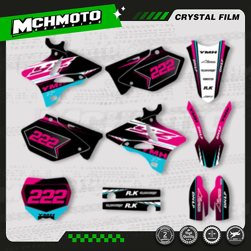 MCHMFG For YAMAHA YZ250 2002-2014 YZ125 YZ 125 250 Full Set Motorcycle Graphics Decal Stickers Kits Number Name Custom