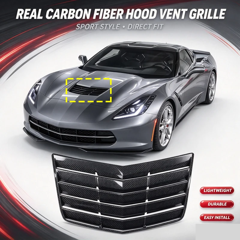 Real Carbon Fiber For Chevrolet Corvette C7 Z06 2014-2019 Car Front Bumper Hood Vent Louver Upgrade Car Exterior Accessories
