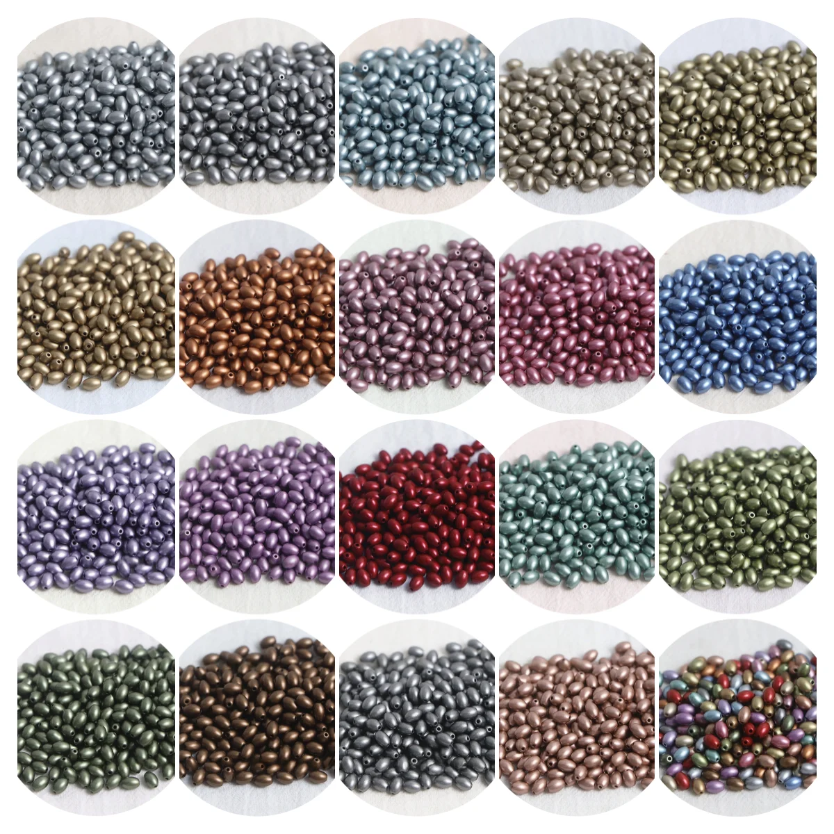 66pcs Non Fading 4x6mm Matte Metallic Color Oval Glass Beads Scattered Beads Handmade DIY Bracelet Necklace Accessories