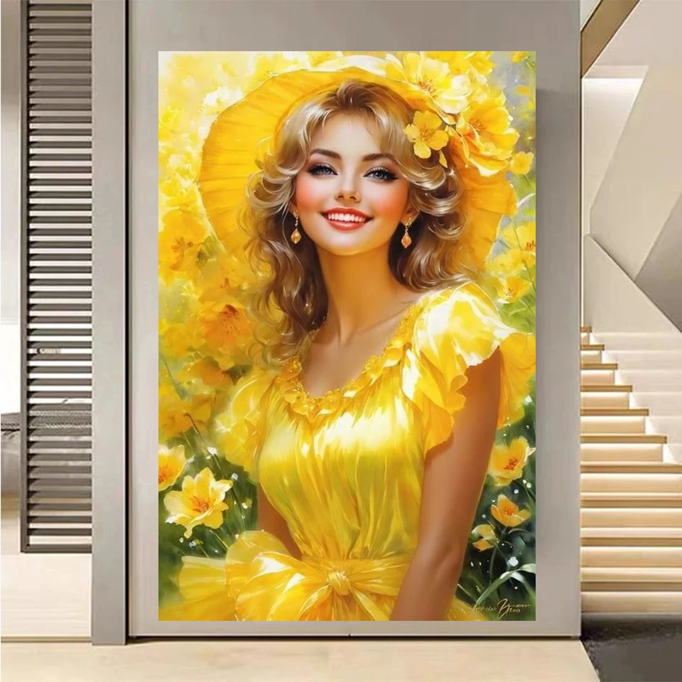 DIY Diamond Painting 2024 New Elegant and Beautiful Woman and Flower Embroidery Full Diamond Mosaic Portrait Cross Stitch