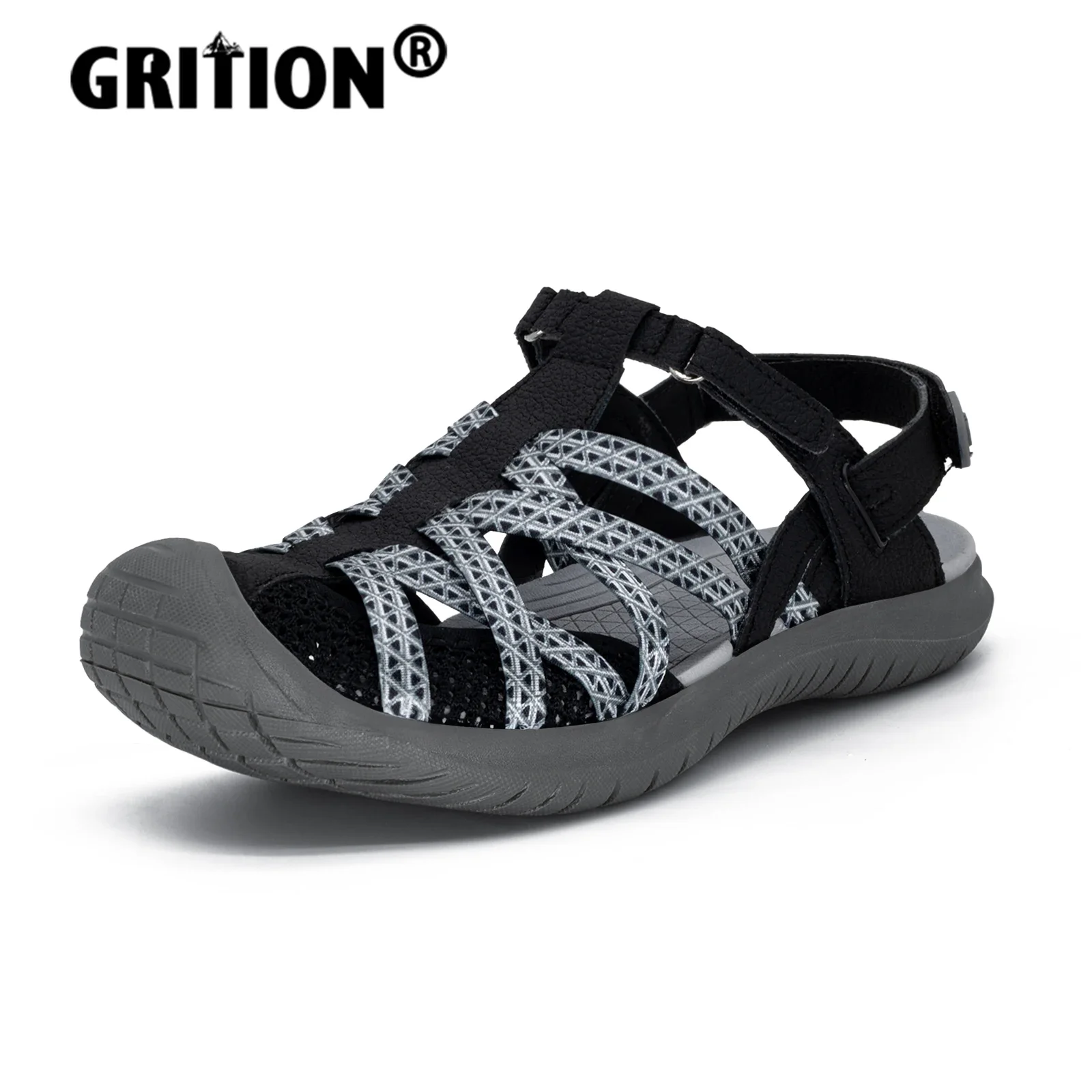 

GRITION Women Hiking Sandals Close Toe Non-Slip Ladies Outdoor Trekking Walking Sandals Comfortable Durable Breathable Mesh