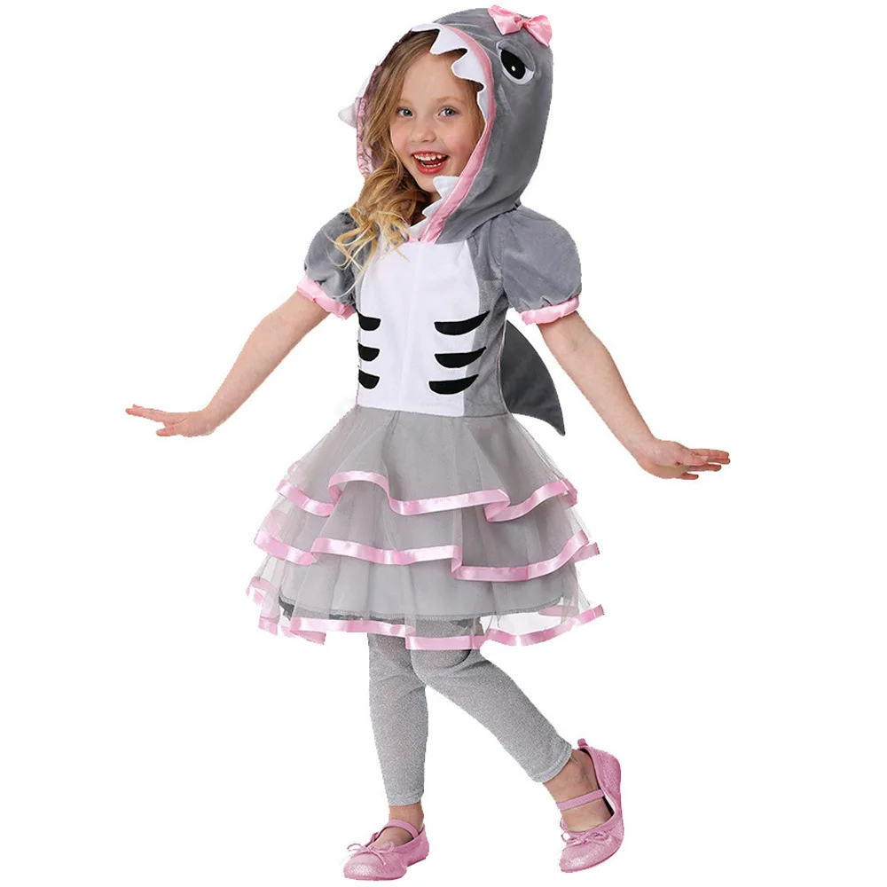 Kids Shark Costume for Children's Day Performance Cartoon Animal Pajama Outfit Kindergarten Dance Show Uniform Soft view 4