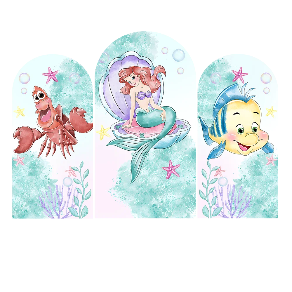 

Mermaid Ocean Theme Arch Backdrop Cover Baby Shower Party Decor Candy Dessert Table Cover Banner