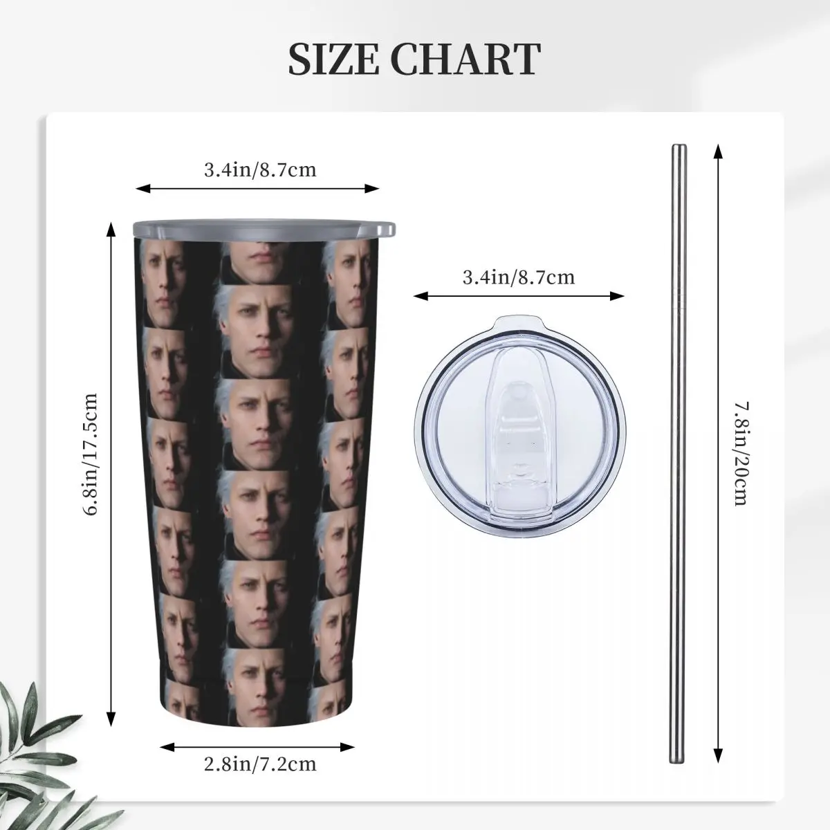 Devil May Cry 5 - Vergil Poster Stainless Steel Tumbler Vacuum Insulated Mug Thermal Cold Cups Straws With Lid 20oz