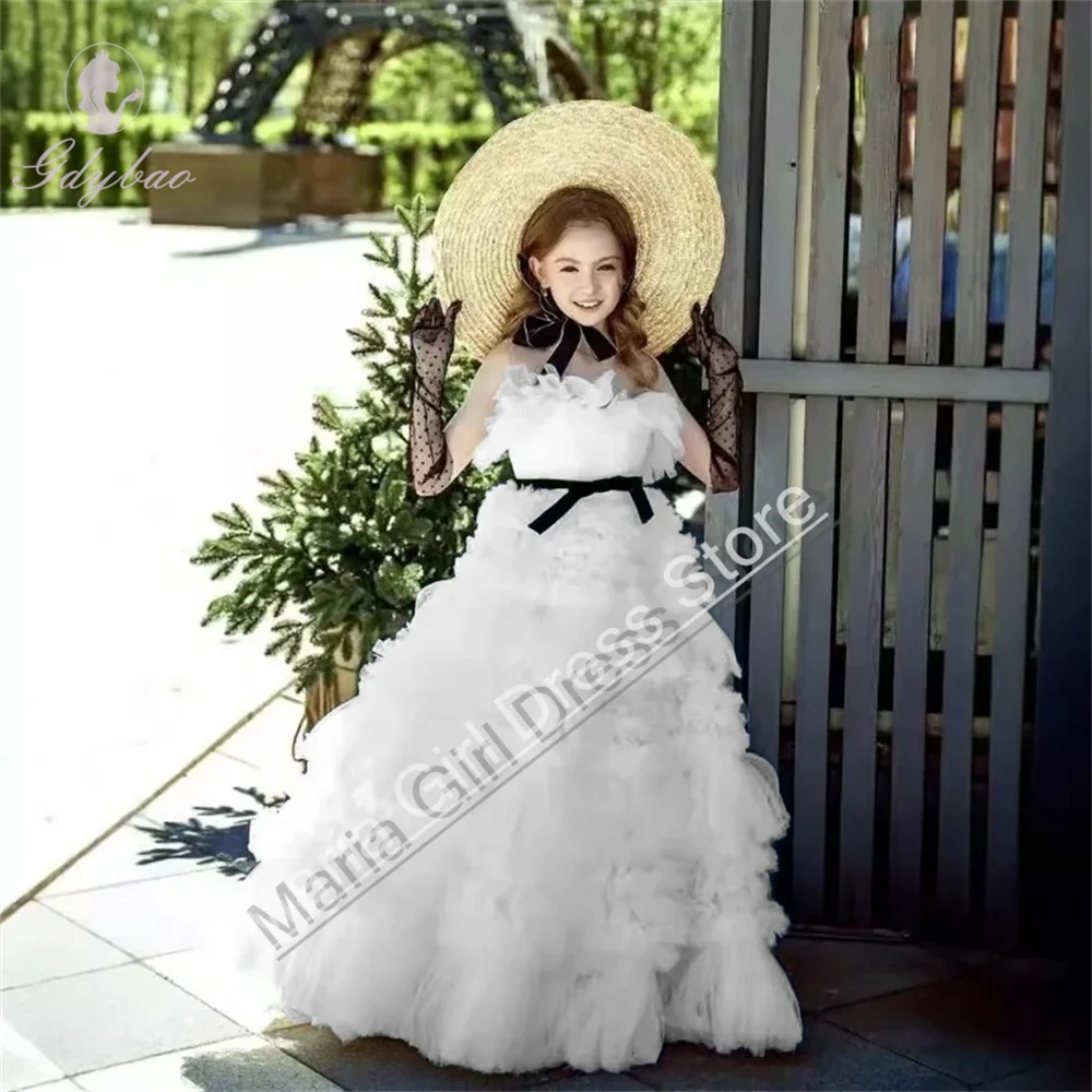 

Детское праздничное платье принцессы с пышным тюлем без рукавов для фортепиано, театрализованное представление, модель ведущего, вечерний костюм на свадьбу, день рождения