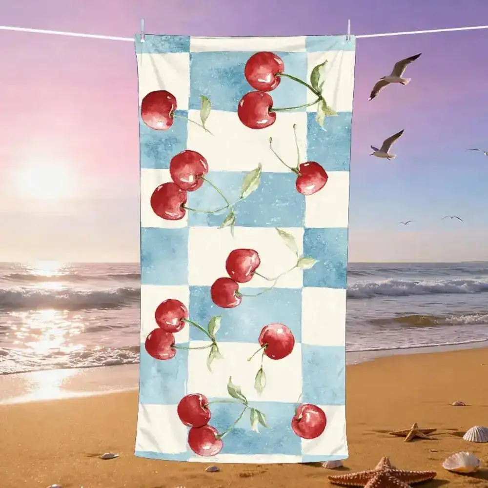 A Vintage Picnic Party Themed Beach Towel, Suitable for a Fruit Festival,Soft,Absorbent,Quick-Drying,Applicable in Six Scenarios