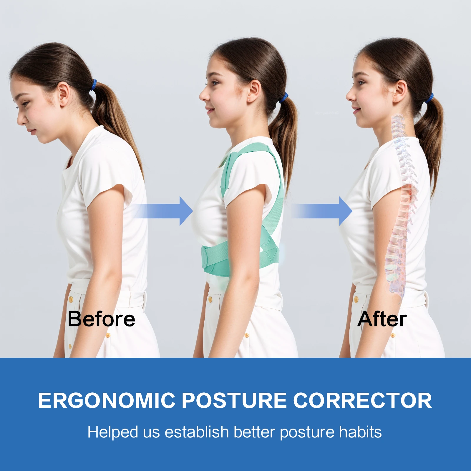 Babaka New Posture Corrector Adjustable Back Support Belt Spine Back Shoulder Brace Support Belts Adult Invisible Rücken Haltung