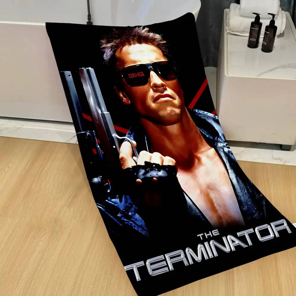 Sci Fi Movie T-Terminator Anime Beach Swimming Towel Soft Absorbent Washcloth Children's Gifts for Kids Travel Camping Gym