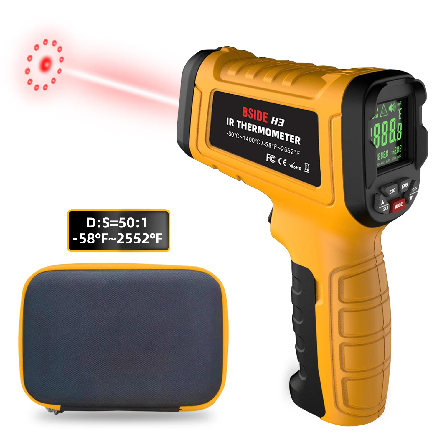 Infrared Thermometer Gun -50~1400°C Professional Handheld BBQ Digital IR-LCD Industrial Non Contact Temperature Measuring Meter