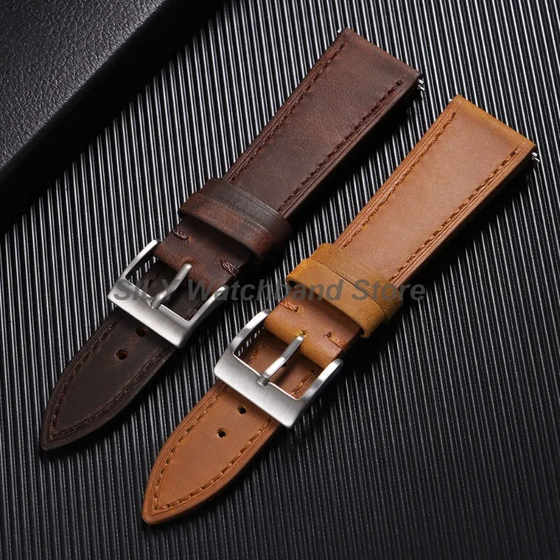 18mm 19mm 20mm 21mm 22mm 24mm  Vintage Retro Calfskin Leather Watch Band Quick Release Straps Universal Men Women Bracelets Belt image 5