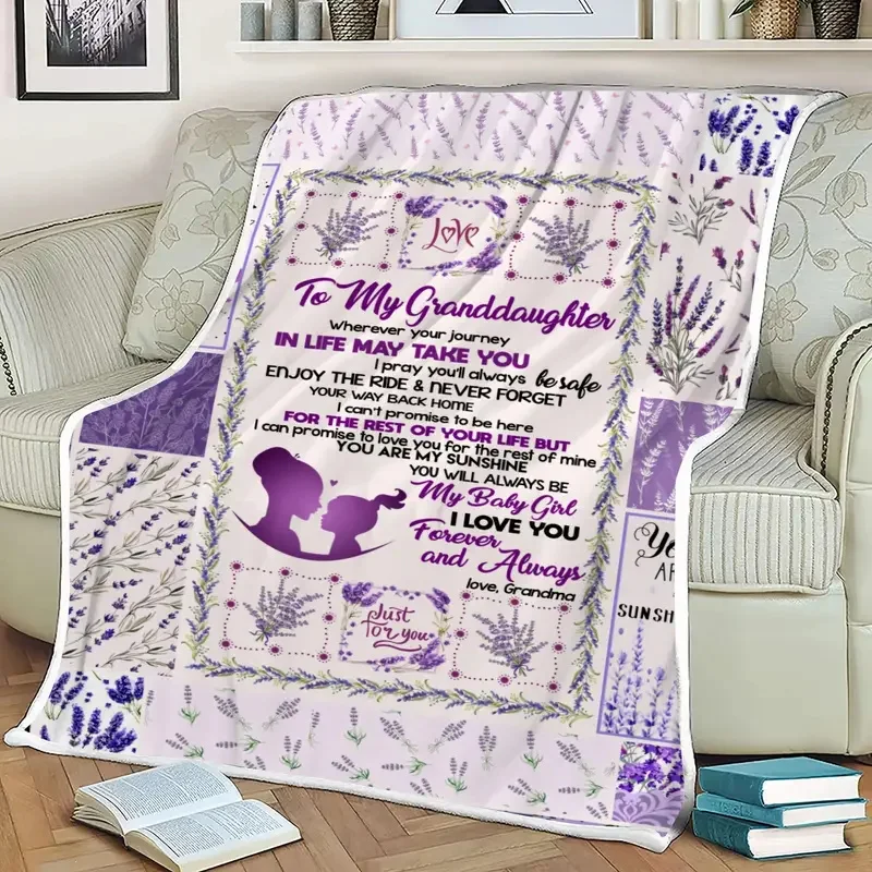 3D Printed Blanket Grandmother To Granddaughter Letter To Express Love Gift Flannel Blanket Cozy Soft Bed Sofa Living Room Cover