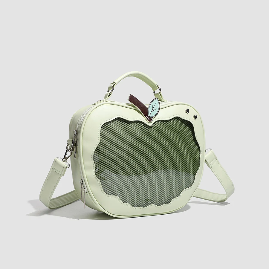 Apple-shaped Clear Backpack Y2k Harajuku Shoulder Bag Women Korean Transparent Ita Bag Schoolbag Cartoon Preppy Handbag Purse
