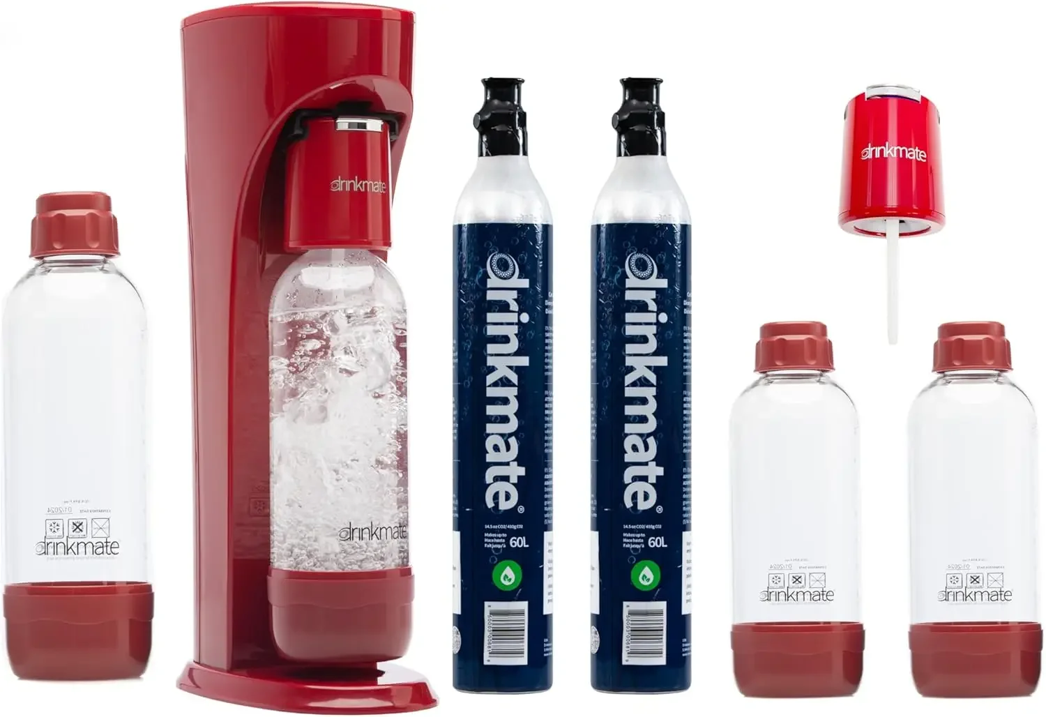 Macchina per acqua frizzante e soda OmniFizz, carbonata qualsiasi bevanda, CONFEZIONE PARTY - Include due bombole di CO2 da 60 litri, tre bombole di carbonazione