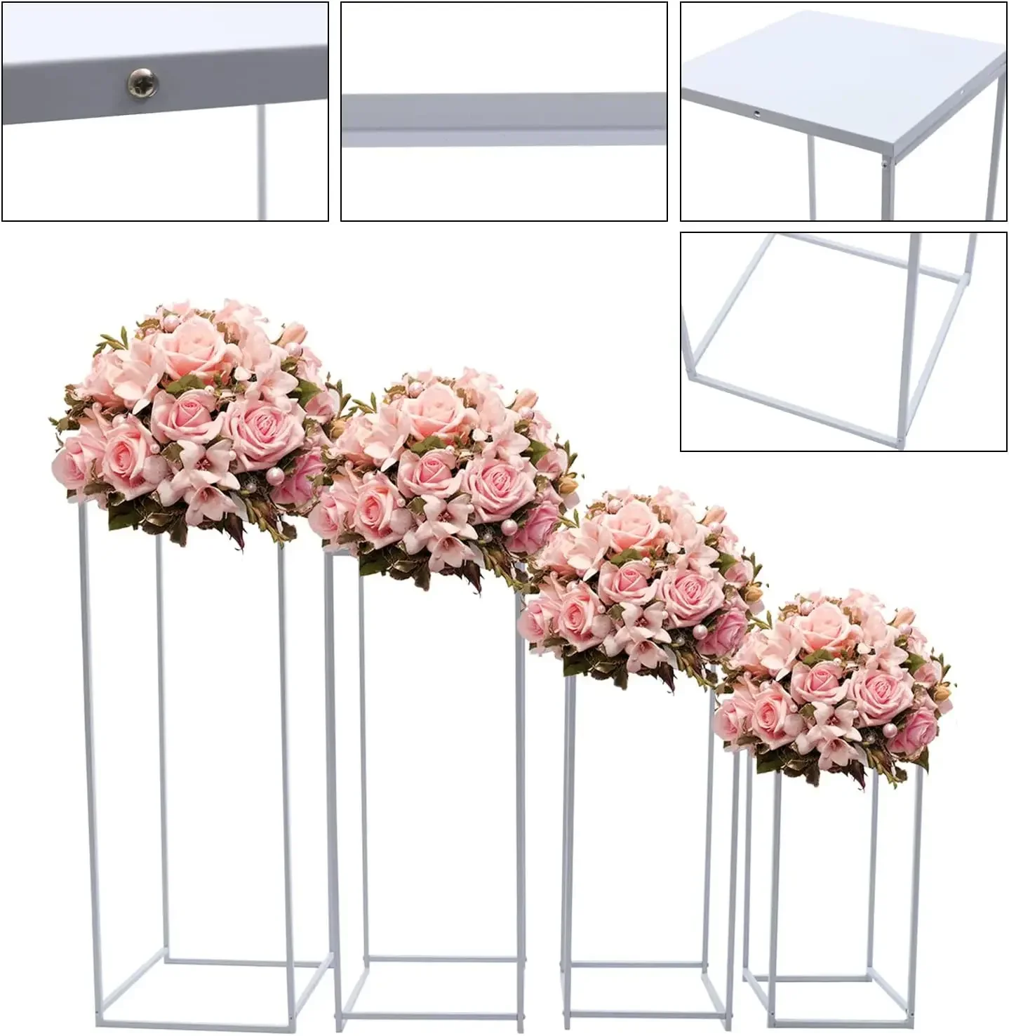 

4 шт. напольная ваза-колонна, металлическая свадебная подставка для цветов для настольной цветочной композиции, украшения столов для свадебного мероприятия