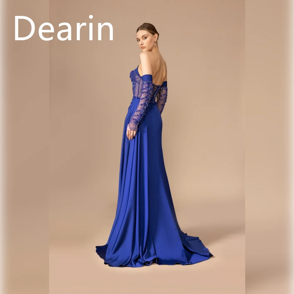 Customized Formal Gown Dearin Off-the-shoulder Column Floor Length Skirts Tulle Bespoke Occasion Dresses Evening Saudi Arabia Pr