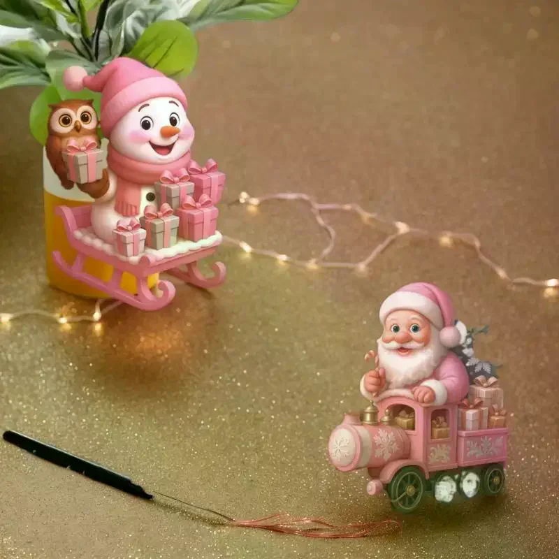 Pegatinas Navideñas de Papá Noel Rosa, Lindas Pegatinas de Reno y Hombre de Jengibre para Ventanas, Decoración del Hogar, Calcomanías de Navidad