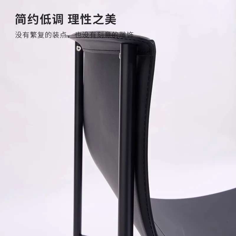 Saddle leather dining chair Light luxury high-end hotel negotiation chair Restaurant chair