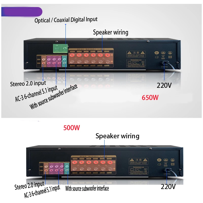 220V 800W 5.1 High Power Blueteeth Amplifier Fever Professional AV Amplifier Power Home Audio Subwoofer Digital Sound Amplifiers