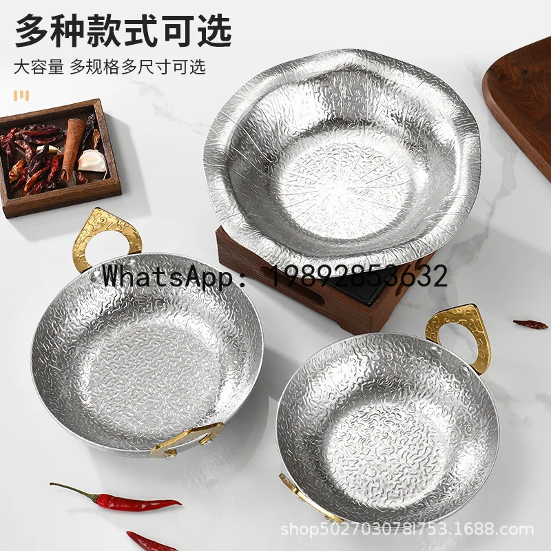 Olla Tom Yum Hot Pot de Acero Inoxidable 304 para Mariscos, Olla Seca Engrosada con Estufa de Alcohol, Olla Especial