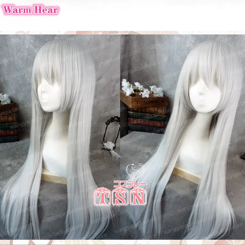 ยาว 100 ซม.สีเงินสีขาว A2 เกม A2 คอสเพลย์ผู้หญิงโยรฮาประเภท A No.2 ทนความร้อนผมปาร์ตี้ฮาโลวีนวิกผม + หมวกวิกผม