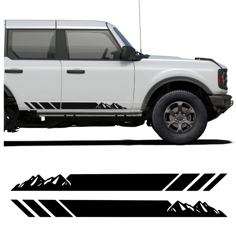 

For Ford Bronco 2021 2022 Accessories 2Pcs Door Side Mountains Stripes Graphics Vinyl Body Decal Bronco Car Stickers