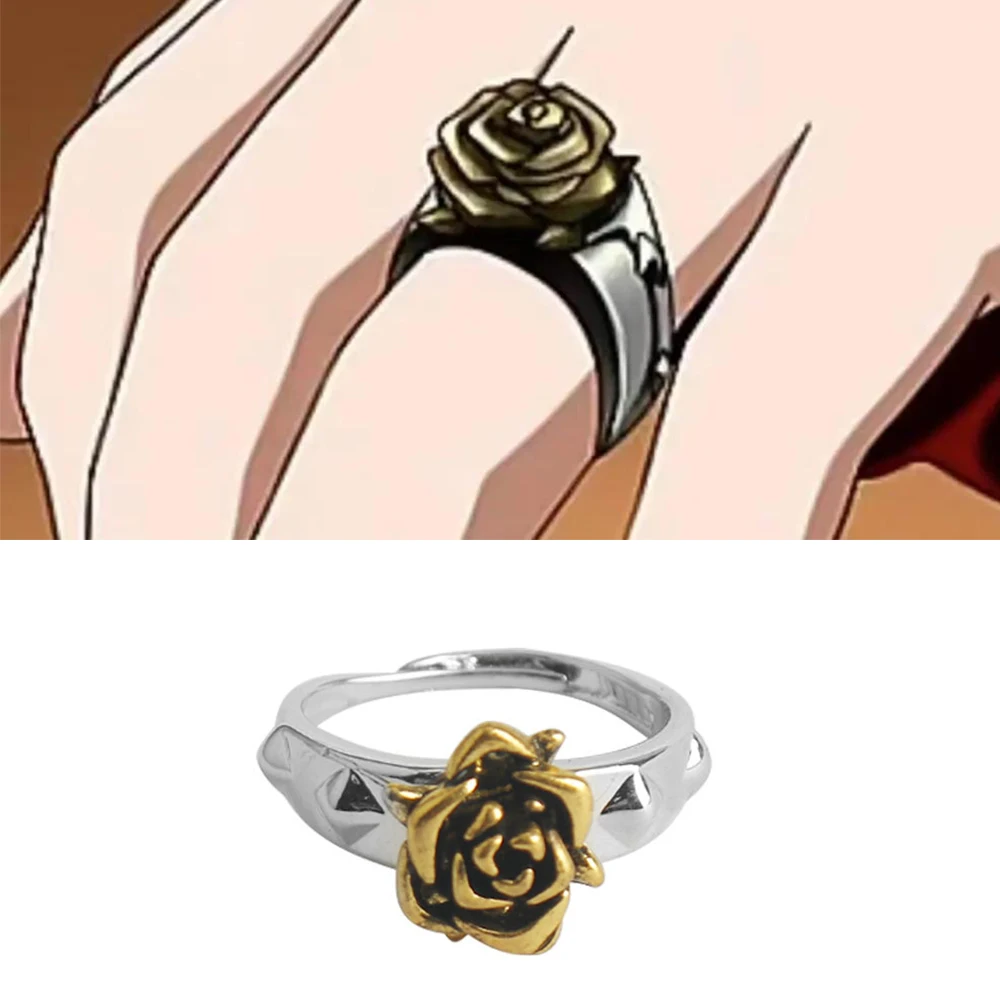 

Аниме Rose Girl Mercury Lamp в одном стиле, открытое кольцо с розой, индивидуальное регулируемое кольцо в готическом стиле, реквизит и аксессуары для косплея