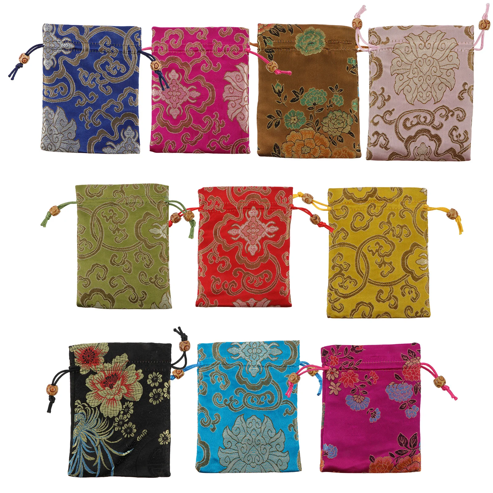 

10pcs Wedding Bag Drawstring Brocade Packing Bags Storage Pouch Fabric Brocade Packing Bags Gift Container Party Favor