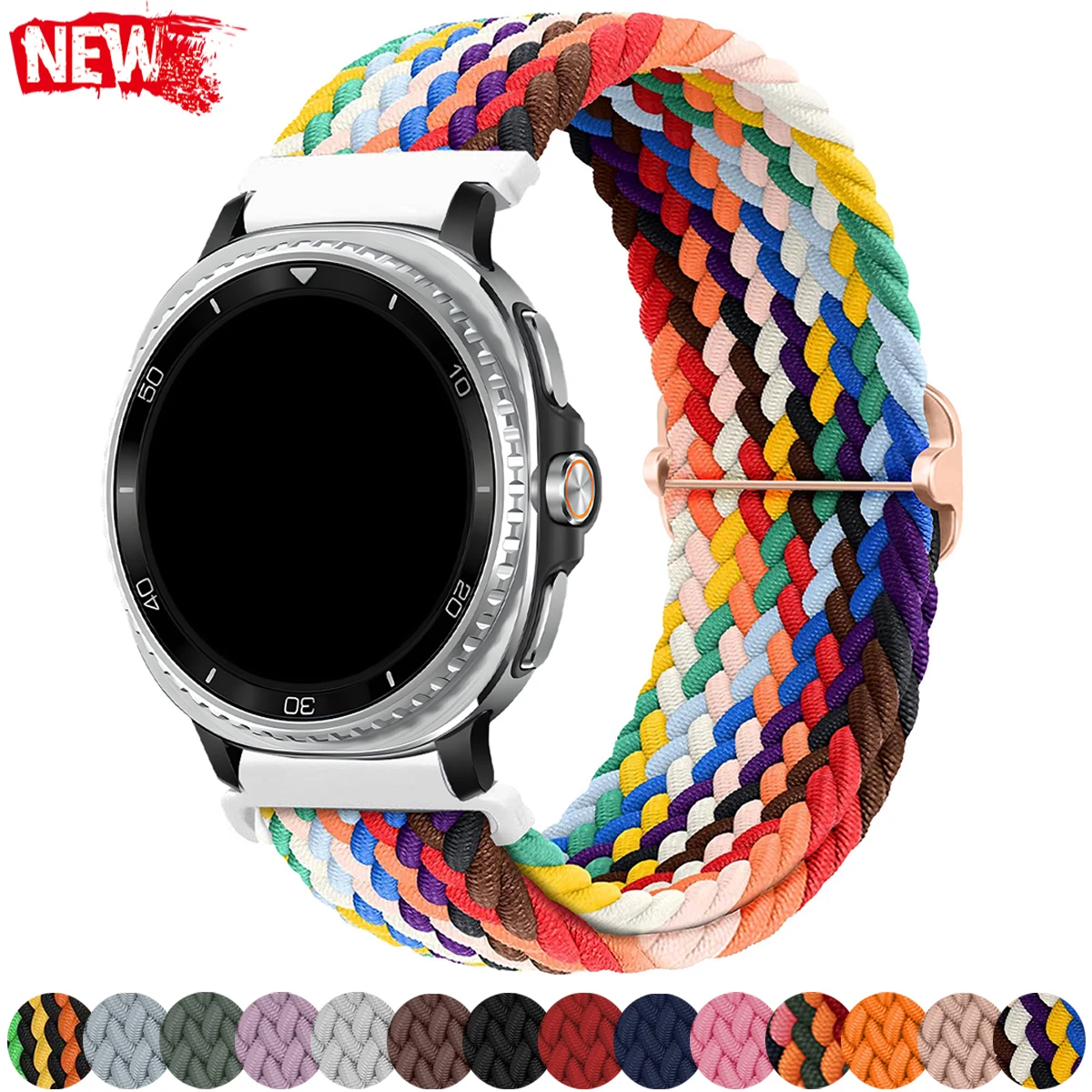 Nylonarmband für Samsung Watch 8/8classic Atmungsaktives Sportarmband Geflochtene Schlaufenarmbänder für Galaxy Watch Ultra 2025/7 Ultra