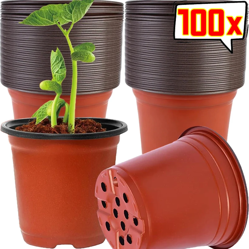 20/100x Macetas Rojas y Negras para Viveros, Macetas para Germinación de Semillas, Plántulas, Trasplantes, Contenedores de Plástico, Herramientas de Jardín