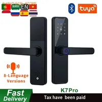 Biometric Fingerprint Door Lock K7 Pro Black Smart Lock Tuya App Remote Unlocking Keyless Wifi Lock Electronic Door
