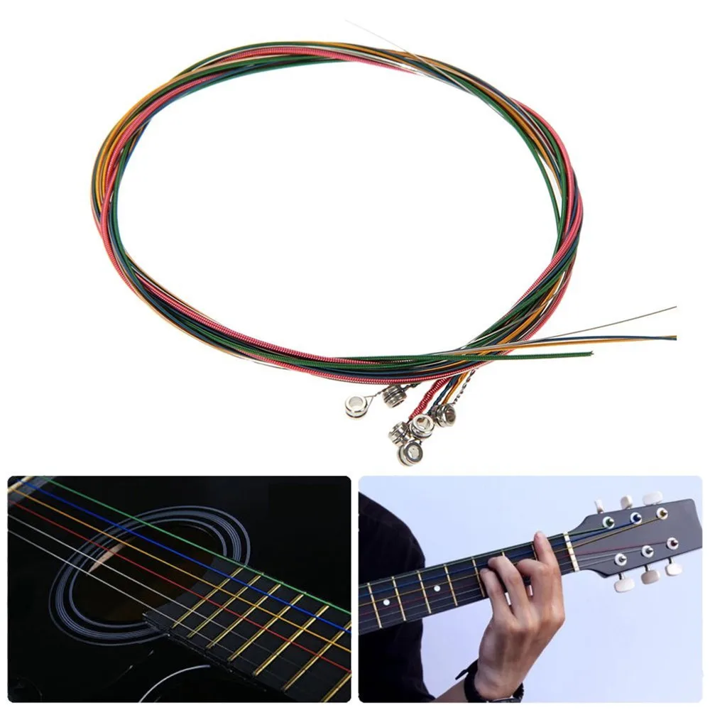 New Colorful Folk Guitar String Replacement Parts Acoustic Guitar Copper Core Strings Kit Musical Instrument Accessories 2023