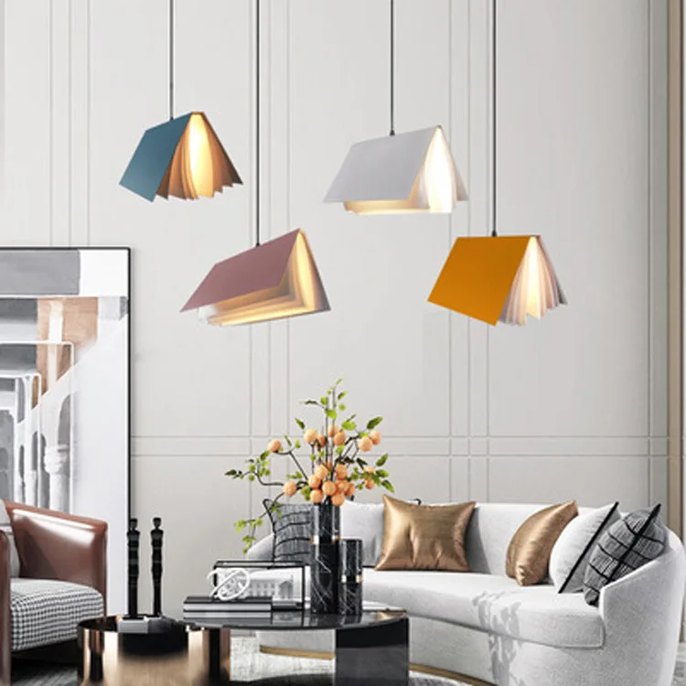 Nordic Book Pendant Light for Study Room Bedroom Library Desk Hanging Lamp Ceiling Decoration Lighting Modern Reading Decoration