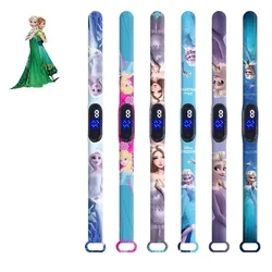 Disney-reloj Digital de Frozen para niños, figura de acción de dibujos animados, Anna, Elsa, LED, táctil, impermeable, electrónico, regalos de cumpleaños