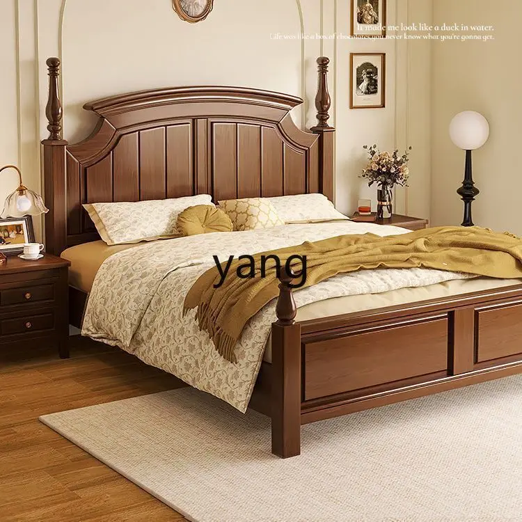 سرير خشبي أمريكي من القرون الوسطى LMM سرير مزدوج عتيق غرفة نوم رئيسية في الغلاف الجوي 1.8 سرير زفاف حديث بسيط فرنسي