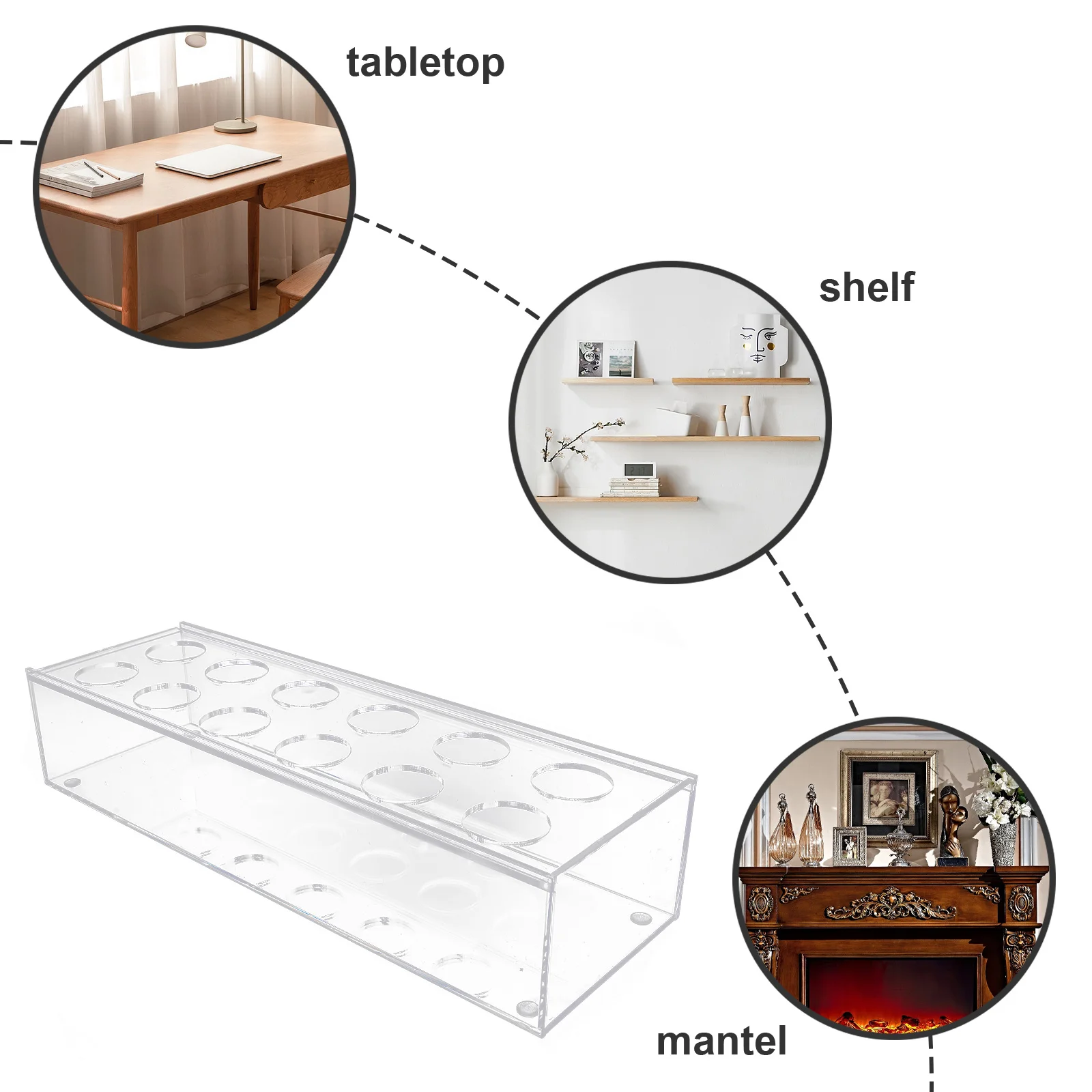 

Acrylic Flower Vase Rectangular Floral Arrangement Holder Lightweight Durable Home Decoration Desktop Ornament