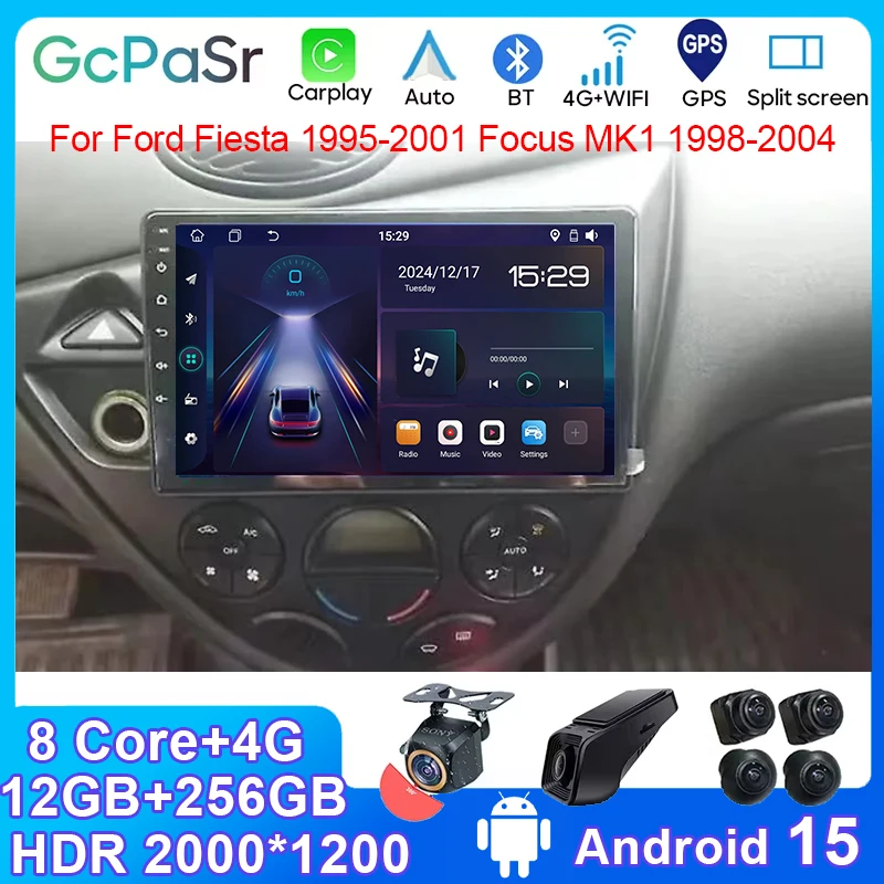 Android 15 для Ford Fiesta 1995-2001 Focus MK1 1998-2004 Автомобильный радиоприемник Мультимедиа 4G WIFI Carplay GPS-навигация DVD Android 15 для Ford Fiesta 1995-2001 Focus MK1 1998-2004 Автомобильный радиоприемник Мультимедиа 4G WIFI Carplay GPS-навигация DVD