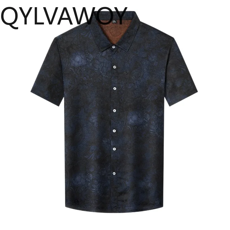 

QYLVAWOY Man Summer Shirt Printed Men's Shirts High Quality Short Sleeve Tops Shirts for Man Menswear Clothing Business Casual
