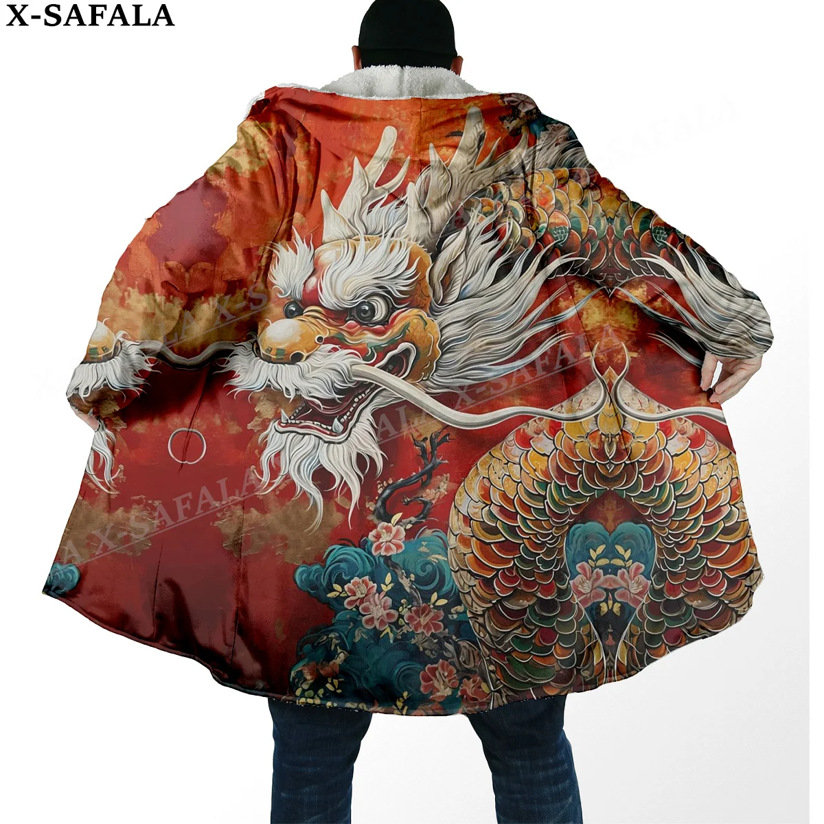 Mythology Dragon Yin And Yang Spirit Thick Warm Hooded Cloak Men Overcoat Coat Windproof Fleece Cape Robe Hooded Blanket-18